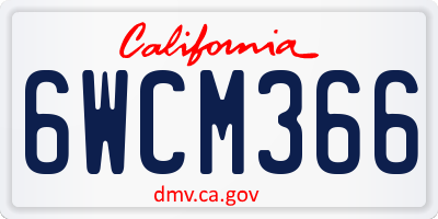 CA license plate 6WCM366
