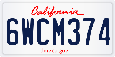 CA license plate 6WCM374