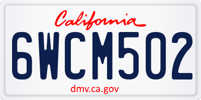 CA license plate 6WCM502