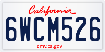 CA license plate 6WCM526