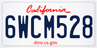 CA license plate 6WCM528