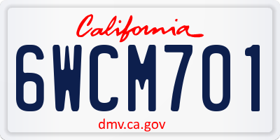 CA license plate 6WCM701