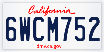 CA license plate 6WCM752