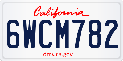 CA license plate 6WCM782