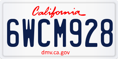 CA license plate 6WCM928