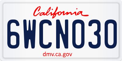 CA license plate 6WCN030