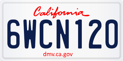 CA license plate 6WCN120
