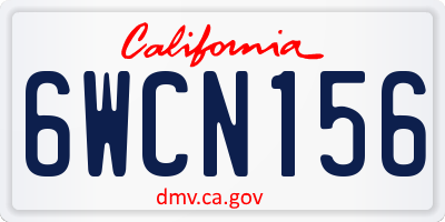 CA license plate 6WCN156