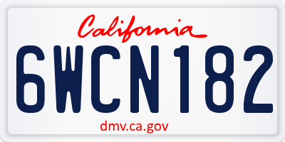 CA license plate 6WCN182