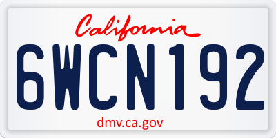 CA license plate 6WCN192