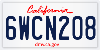 CA license plate 6WCN208