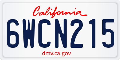 CA license plate 6WCN215