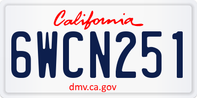 CA license plate 6WCN251