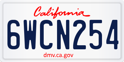 CA license plate 6WCN254
