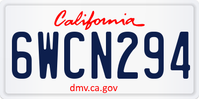 CA license plate 6WCN294