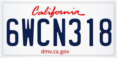 CA license plate 6WCN318