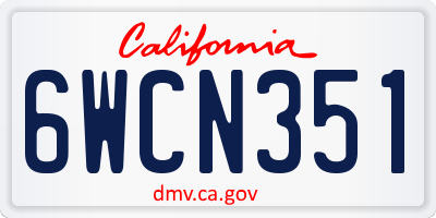 CA license plate 6WCN351