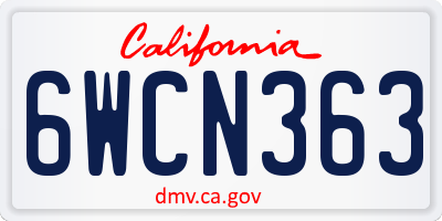 CA license plate 6WCN363