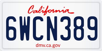 CA license plate 6WCN389