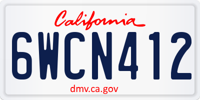 CA license plate 6WCN412