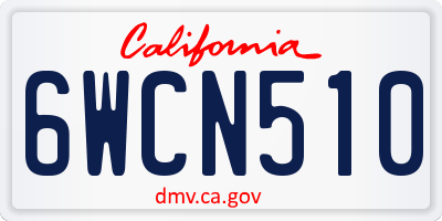 CA license plate 6WCN510