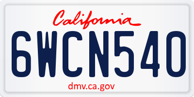 CA license plate 6WCN540