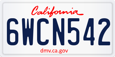 CA license plate 6WCN542