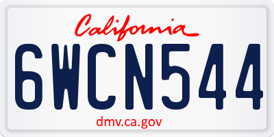 CA license plate 6WCN544