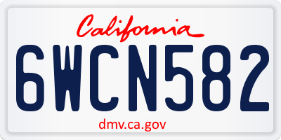 CA license plate 6WCN582