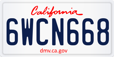 CA license plate 6WCN668
