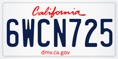 CA license plate 6WCN725