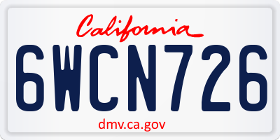 CA license plate 6WCN726