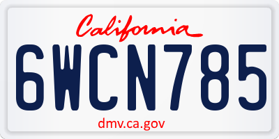 CA license plate 6WCN785