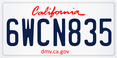 CA license plate 6WCN835