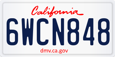 CA license plate 6WCN848
