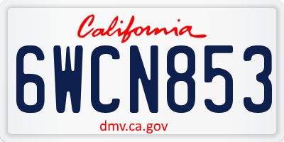 CA license plate 6WCN853