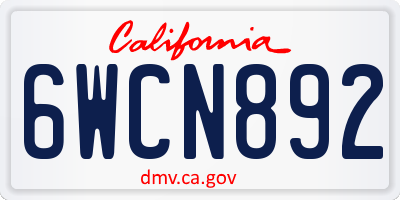 CA license plate 6WCN892