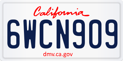 CA license plate 6WCN909