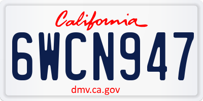 CA license plate 6WCN947