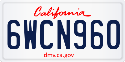 CA license plate 6WCN960