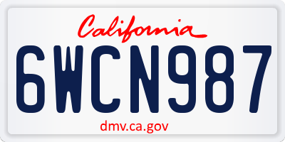 CA license plate 6WCN987