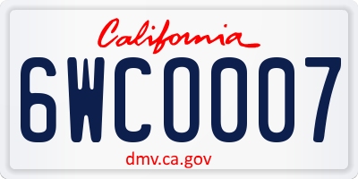 CA license plate 6WCO007