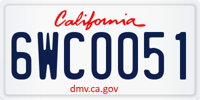 CA license plate 6WCO051