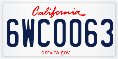 CA license plate 6WCO063