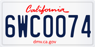 CA license plate 6WCO074
