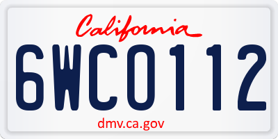 CA license plate 6WCO112