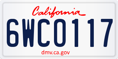 CA license plate 6WCO117