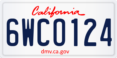 CA license plate 6WCO124