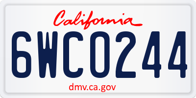 CA license plate 6WCO244
