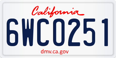 CA license plate 6WCO251